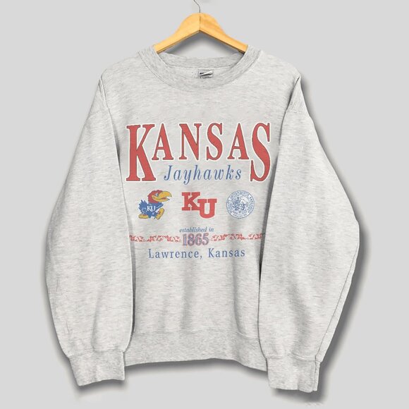 90s Kansas Jayhawks Sweatshirt, Kansas Jayhawks Shirt, Kansas Jayhawks Shirt Tee - Picture 1 of 2